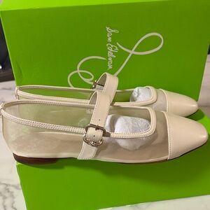 Sam Edelman Cream Mesh Mary Jane Flats with Buckle